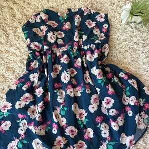 Charlotte Russe Floral Midi Dress in Navy and Pink